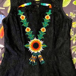 Beaded Mexican sunflower necklace